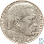 2 RM Reichsmark 1936 J, Hindenburg, J.366, Silber - Selten!