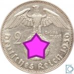 2 RM Reichsmark 1936 J, Hindenburg, J.366, Silber - Selten!