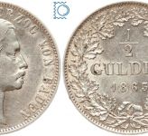 BADEN ½ Gulden 1865, Friedrich I. (1852–1907), J.75b