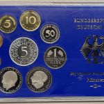 5x BRD KMS 1974 D - PP 1 Pf. - 5 Mark Silberadler Polierte Platte DM OVP