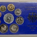 5x BRD KMS 1974 F - PP 1 Pf. - 5 Mark Silberadler Polierte Platte DM OVP