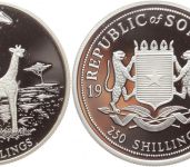 Somalia, 250 Schilling 1999, Giraffen, Silber 999 PP in Kapsel