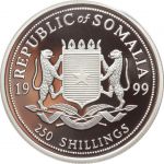 Somalia, 250 Schilling 1999, Giraffen, Silber 999 PP in Kapsel