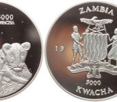 Zambia / Sambia 5000 Kwacha 1999 - Löwen - Proof PP