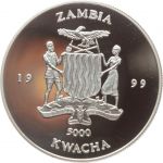 Zambia / Sambia 5000 Kwacha 1999 - Löwen - Proof PP