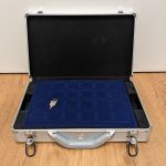 pro collect Alu-Münzkoffer silber - 5 Tableaus mit Schlüssel - 46mm Felder