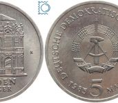 DDR 5 Mark 1985 - Dresdner Zwinger - stempelglanz