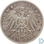 Sachsen Weimar Eisenach, 3 Mark 1910 A Großherzog Wilhelm Ernst Hochzeit Feodora