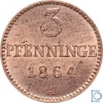 Mecklenburg-Schwerin 3 Pfennig 1864 A Friedrich Franz II. (1842-1883) Erhaltung!