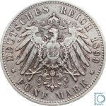 BAYERN, 5 Mark, König OTTO, 1899 D, J.46, Silber, Kursmünze