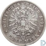 PREUSSEN, 5 Mark 1875 A, Wilhelm I., Jg. 97, Kursmünze