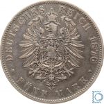 BAYERN, 5 Mark, König OTTO, 1876 D, J.46, Silber, Kursmünze