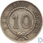 Königreich Sarawak, 10 Cents 1900 H, Charles Brooke, Silber