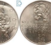 Tschechoslowakei 50 Korun 1968 Silber, 20 Jahre Republik / 50 Jahre CSSR