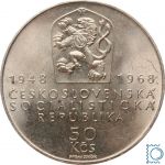 Tschechoslowakei 50 Korun 1968 Silber, 20 Jahre Republik / 50 Jahre CSSR