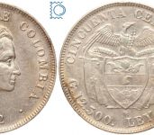 Kolumbien 50 Centavos 1932 B Kursmünze, Simon Bolivar, Silber
