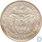 Kolumbien 50 Centavos 1932 B Kursmünze, Simon Bolivar, Silber