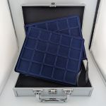 Leuchtturm Alu-Münzkoffer silber - mit 2 Tableaus - passend für Leuchtturm Cargo S6 Einlagen