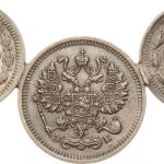 Russland Spange mit 5 + 10 Kopeken 1901, 1902, 1910 | Zar Nikolaus II. | Anstecknadel