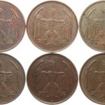 Weimar, 4 Pfennig 1932 ADEFGJ, Brüning, 4 Reichspfennig Komplettsatz