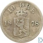 Norwegen, 10 Øre 1878 Oscar II., Unter schwedischer Regierung 1814-1905