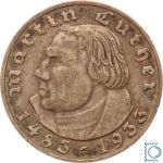 Deutsches Reich, 2 Mark 1933 A, Martin Luther, Jäger 352