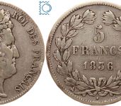 Frankreich, 5 Francs 1836 B Rouen, Louis Philippe (1830-1848)