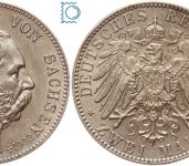 SACHSEN, 2 Mark 1902 E, Auf den Tod von König Albert, Silber