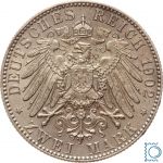 SACHSEN, 2 Mark 1902 E, Auf den Tod von König Albert, Silber
