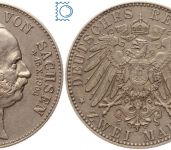 SACHSEN, 2 Mark 1904 E, Auf den Tod von König Georg, Silber Jäger 132