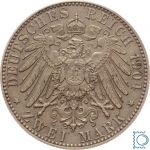 SACHSEN, 2 Mark 1904 E, Auf den Tod von König Georg, Silber Jäger 132