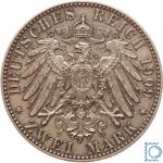 SACHSEN, 2 Mark 1909 E, 500 Jahre UNI Leipzig, Silber Jg. 138
