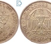 Weimar 3 Mark 1929 E, 100 Jahre Burg und Stadt Meissen, J.338, Silber