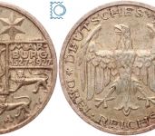 Weimar 3 Mark 1927 A, 400 Jahre Universität Marburg, J.330, Silber