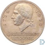Weimar 3 Mark 1929 E, Gotthold Ephraim Lessing, J.335, Silber