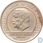 Weimar 3 Mark 1929 D, Schwurhand Hindenburg, J.340, Silber