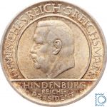 Weimar 3 Mark 1929 F, Schwurhand Hindenburg, J.340, Silber