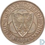 Weimar 3 Mark 1930 D, Rheinlandräumung, J.345, Silber, Patina!