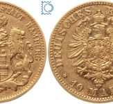 Kaiserreich, 10 Mark Hamburg 1876 B, Jäger 209, Goldmünze, seltener Jahrgang!