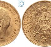 Kaiserreich, 10 Mark Baden 1912 G, Friedrich II. 1907-1918, J.191, Goldmünze