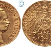 Kaiserreich, 10 Mark Sachsen 1906 E, König Friedrich August, J.263, Goldmünze