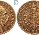Kaiserreich, 10 Mark Sachsen 1875 E, König Albert, J.261, Goldmünze