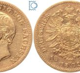 Kaiserreich, 10 Mark Sachsen 1872 E, Johann 1854-1873, J.257, Goldmünze