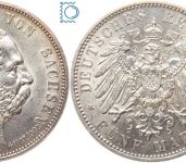 SACHSEN, 5 Mark 1902 E, Auf den Tod von König Albert, Silber, J.128, Silber