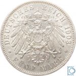 SACHSEN, 5 Mark 1903 E, König Georg, J.130, Silber