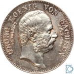 SACHSEN, 2 Mark 1904 E, Auf den Tod von König Georg, Silber Jäger 132