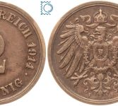 Kaiserreich, Kursmünze 2 Pfennig 1914 F, J.11