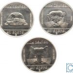 Ungarn 3 x 100 Forint, Wildlife Preservation, Wildkatze, Schildkröte, Fischotter