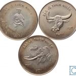 Vietnam, 3 x 10 Dong 1986, Elefant, Büffel, Pfau, Wildlife Preservation
