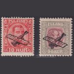 Island MiNr. 122-23 ungebraucht - Aufdruck Flugzeug Gutenberg Reykjavik